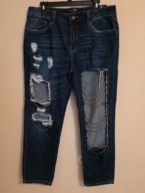Fashion Nova Distressed Jeans with Chain Detail Size 13 NWT